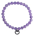 Bracelet Améthyste Perles rondes 6 mm Breloque papillon