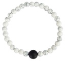 Bracelet Howlite Blanche Perles rondes 6 mm et Perle unique Onyx Noir 1 cm