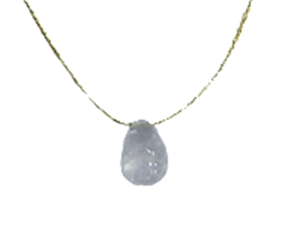 [3660341680124] Collier Cristal de roche briolette Fil coton doré