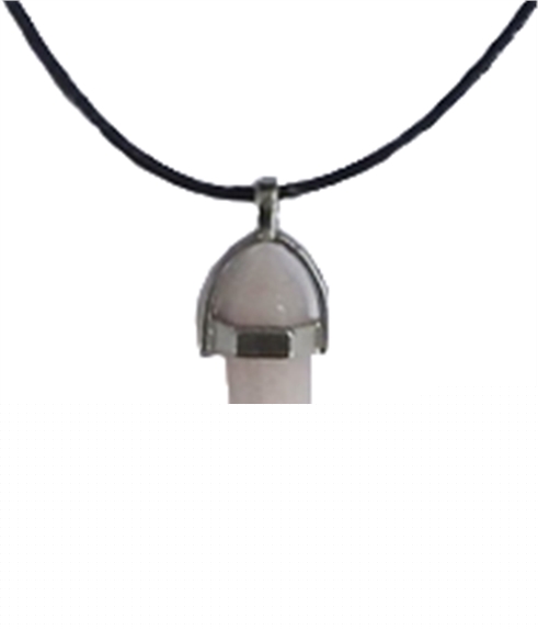 Collier Quartz Rose Pointe Cordon noir