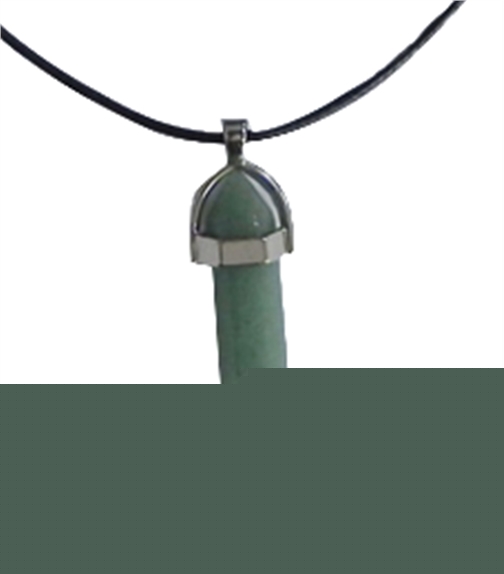 Collier Aventurine Verte Pointe Cordon noir