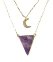 Collier Améthyste Triangle et Lune Chaîne dorée