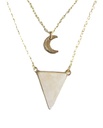 Collier Quartz Rose Triangle et Lune Chaîne dorée