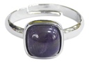 Bague Améthyste Carrée Bombée Métal argenté Ajustable