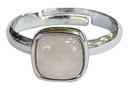 Bague Quartz Rose Carrée Bombée Métal argenté Ajustable