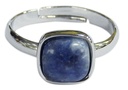 Bague Sodalite Carrée Bombée Métal argenté Ajustable