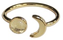 Bague Cristal de Roche Perle 6 mm et Lune Métal doré Ajustable