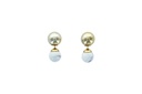 Boucles d'oreilles Howlite blanche Boules Réversibles Métal Doré