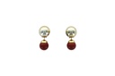Boucles d'oreilles Jaspe Rouge Boules Réversibles Métal Doré