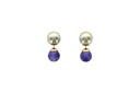 Boucles d'oreilles Améthyste Boules Réversibles Métal Doré