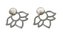 Boucles d'oreilles Agate Crazy Lace Perle et Lotus Métal argenté
