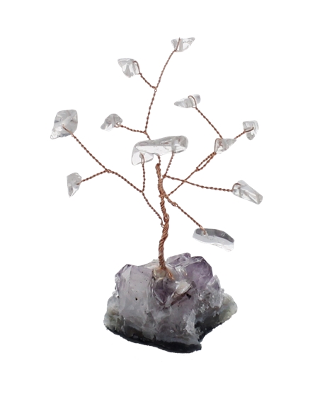 Arbre du Bonheur Cristal de Roche 12 pierres