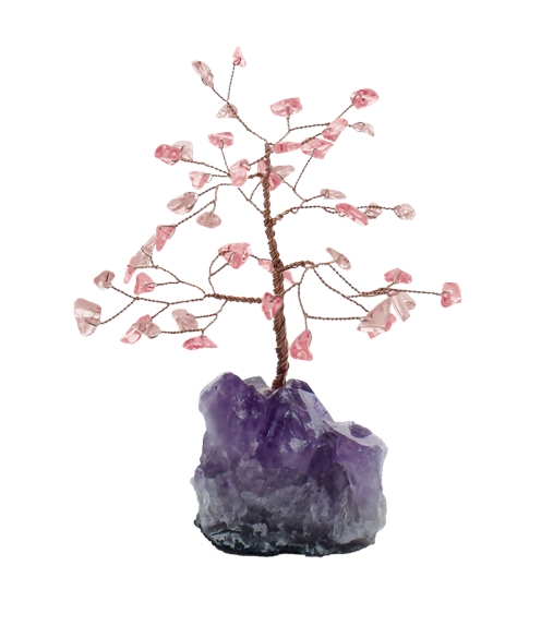 Arbre du Bonheur Quartz Rose 45 pierres