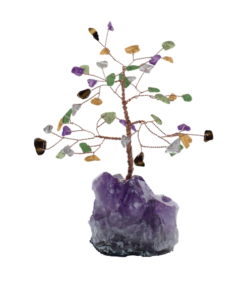 Arbre du Bonheur Quartz multicolore 45 pierres