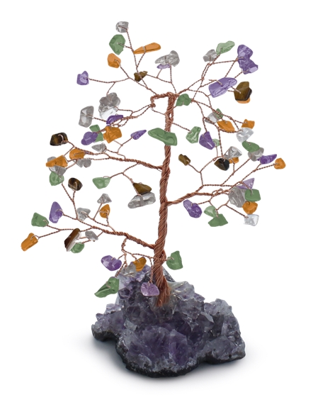 Arbre du Bonheur Quartz multicolore 72 pierres