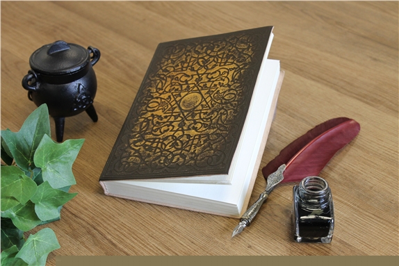 Carnet cuir noir et doré Sceau de Salomon Petit format