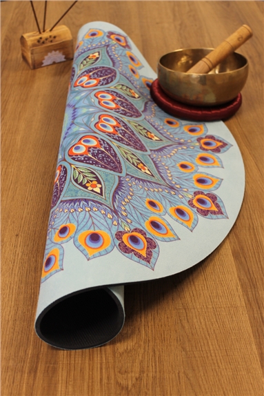 Tapis de Méditation Rond Mandala Bleu