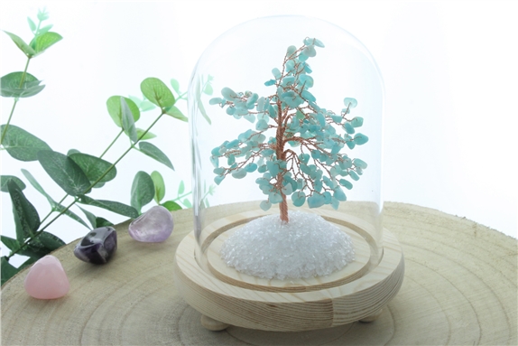 Arbre du Bonheur sous cloche Amazonite