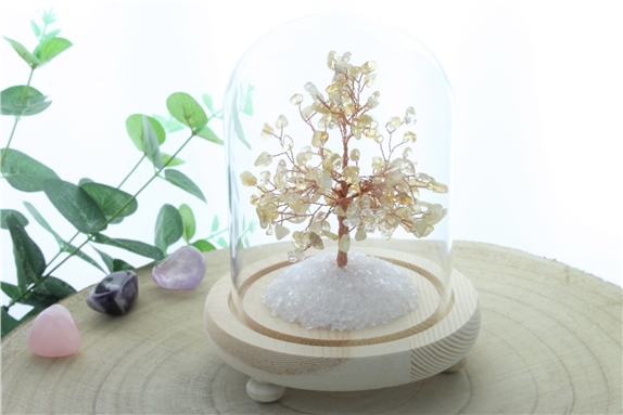 Arbre du Bonheur sous cloche Citrine