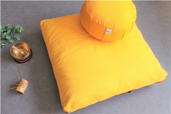 Zabuton en Kapok Bio Bordeaux et Jaune