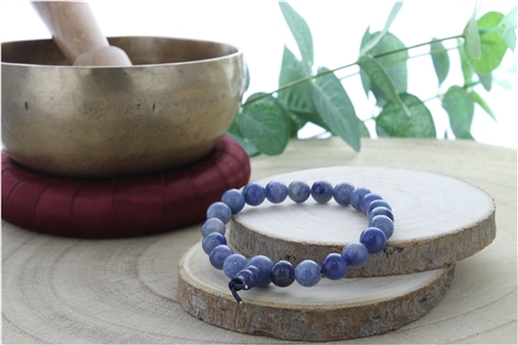 Bracelet Mala en Quartz Bleu
