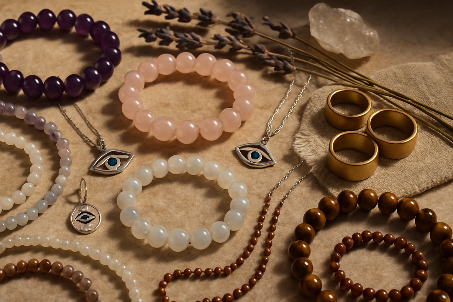 Bijoux ésotériques en pierres naturelles, bracelets pendentifs et amulettes de protection