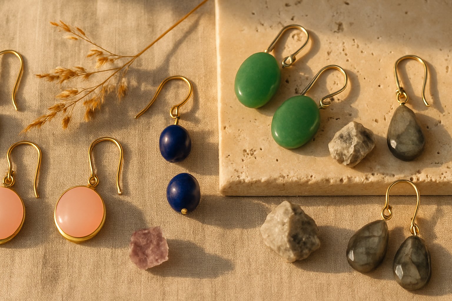 Boucles d'oreilles en pierres naturelles et argent 925 lithothérapie