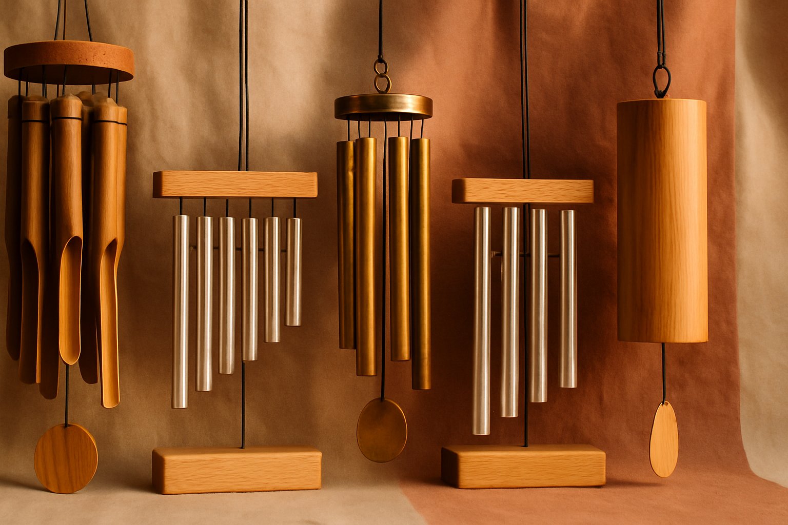 Carillons éoliens, koshi et barres musicales en bambou, métal et bois pour harmonie sonore