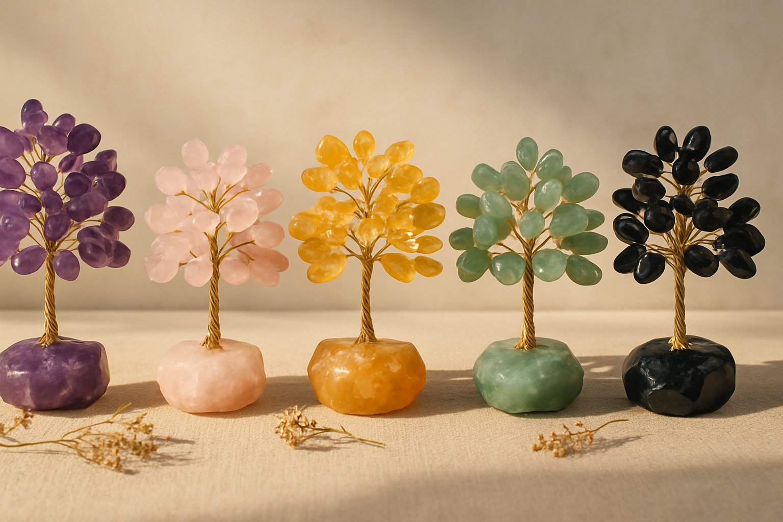 Arbres du bonheur en pierres précieuses améthyste quartz rose citrine pour Feng Shui