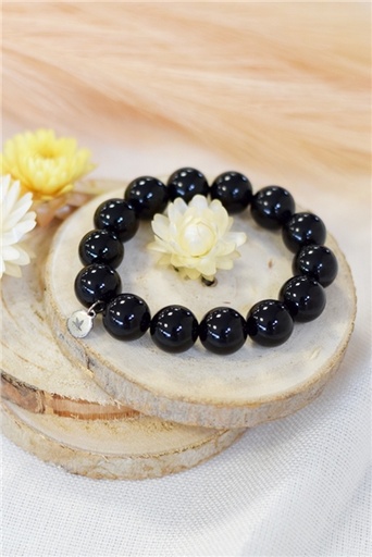 [3660341693292] Bracelet Onyx Perles rondes 14 mm