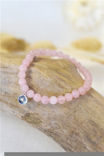 [3660341693438] Bracelet Quartz Rose Perles rondes 6 mm