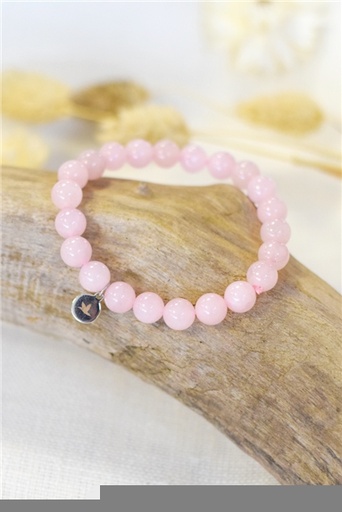 [3660341693445] Bracelet Quartz Rose Perles rondes 8 mm
