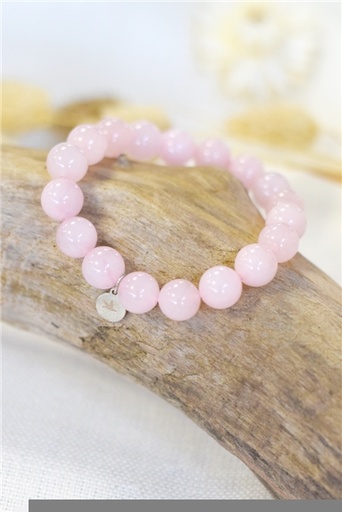 [3660341693452] Bracelet Quartz Rose Perles rondes 10 mm