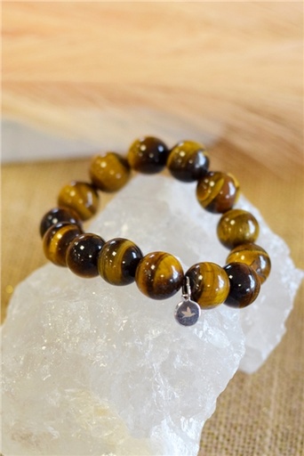 [3660341693711] Bracelet Oeil de Tigre Perles rondes 14 mm