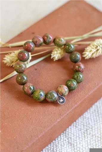 [3660341693766] Bracelet Unakite Perles rondes 12 mm