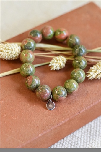[3660341693773] Bracelet Unakite Perles rondes 14 mm