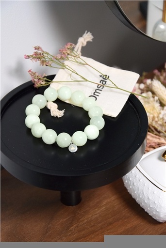 [3660341693896] Bracelet Jade Vert Perles rondes 14 mm