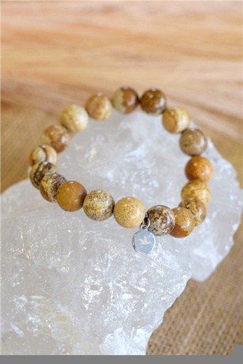 [3660341693933] Bracelet Jaspe Paysage Perles rondes 10 mm