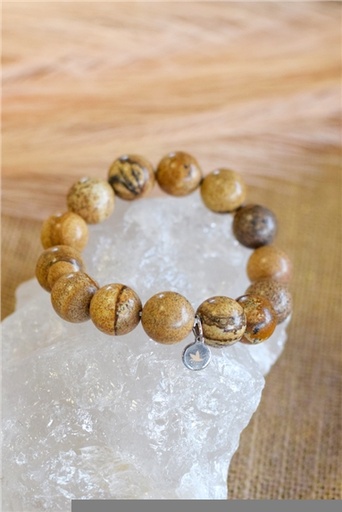 [3660341693957] Bracelet Jaspe Paysage Perles rondes 14 mm