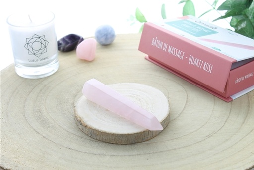 [3660341694565] Bâton de Massage Facetté en Quartz Rose