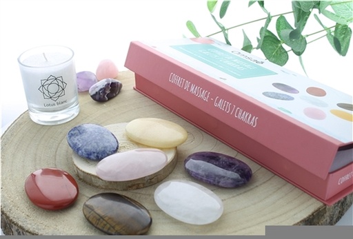 [3660341694619] Coffret Massage Galets 7 Chakras