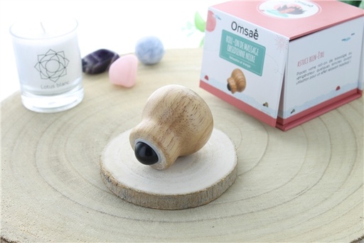 [3660341694626] Roll-on de Massage en Obsidienne Noire et Bois