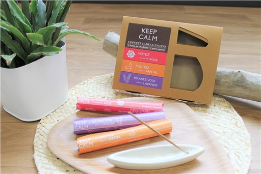 [3660341696231] Coffret Encens Keep Calm Méditation et Relaxation 3 Fragrances