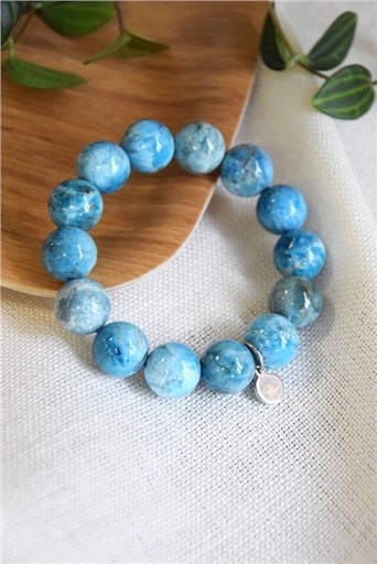 [3660341697900] Bracelet Apatite Perles Rondes 14 mm
