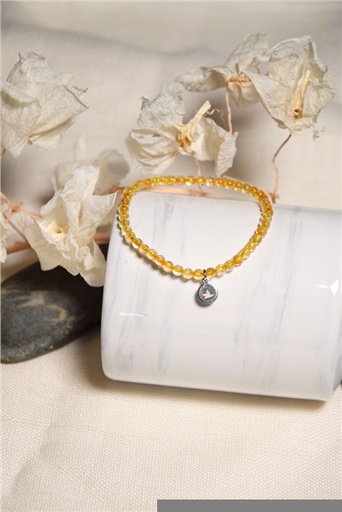 [3660341697979] Bracelet Citrine Perles Rondes 4 mm