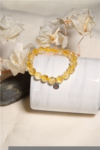 [3660341698006] Bracelet Citrine Perles Rondes 10 mm