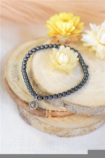 [3660341698013] Bracelet Hématite Reconstituée Perles Rondes 4 mm