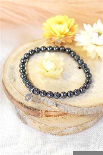 [3660341698020] Bracelet Hématite Reconstituée Perles Rondes 6 mm