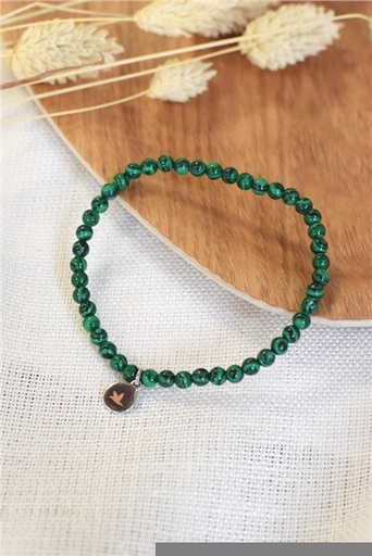 [3660341698075] Bracelet Malachite Reconstituée Perles Rondes 4 mm