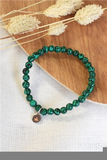 [3660341698082] Bracelet Malachite Reconstituée Perles Rondes 6 mm